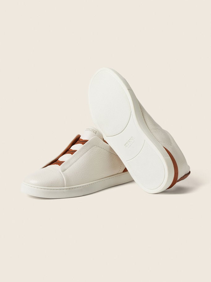 Zegna Off White Deerskin Triple Stitch™ Sneakers