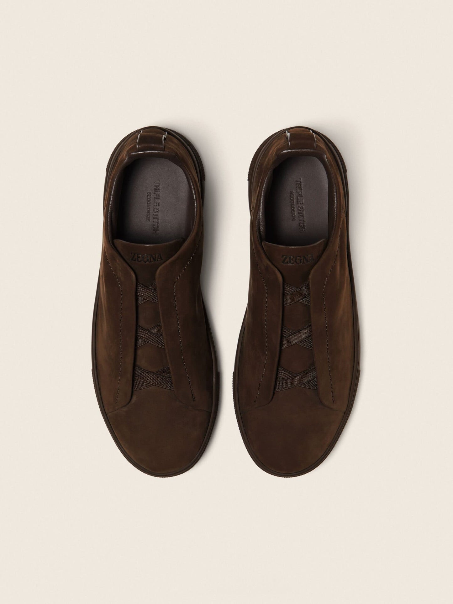 Zegna Dark Brown Triple Stitch™ SECONDSKIN Sneakers