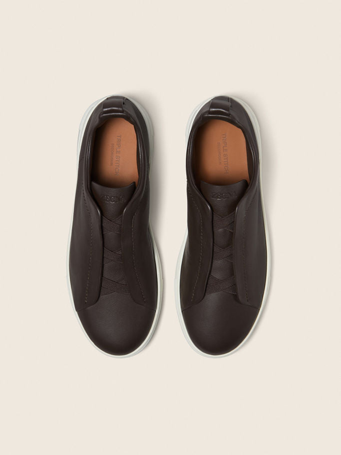 Zegna Dark Brown Triple Stitch™ SECONDSKIN Sneakers