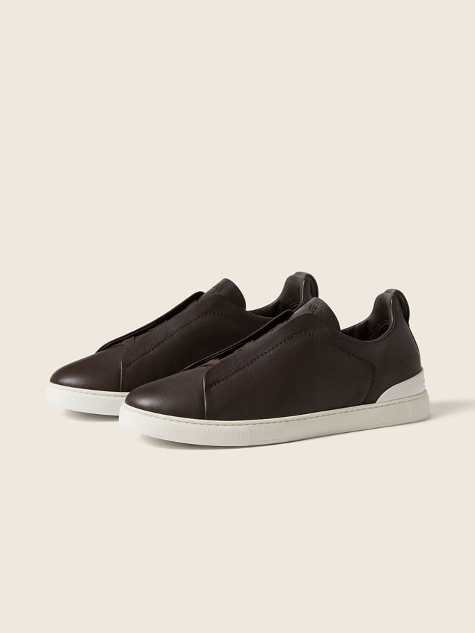 Zegna Dark Brown Triple Stitch™ SECONDSKIN Sneakers