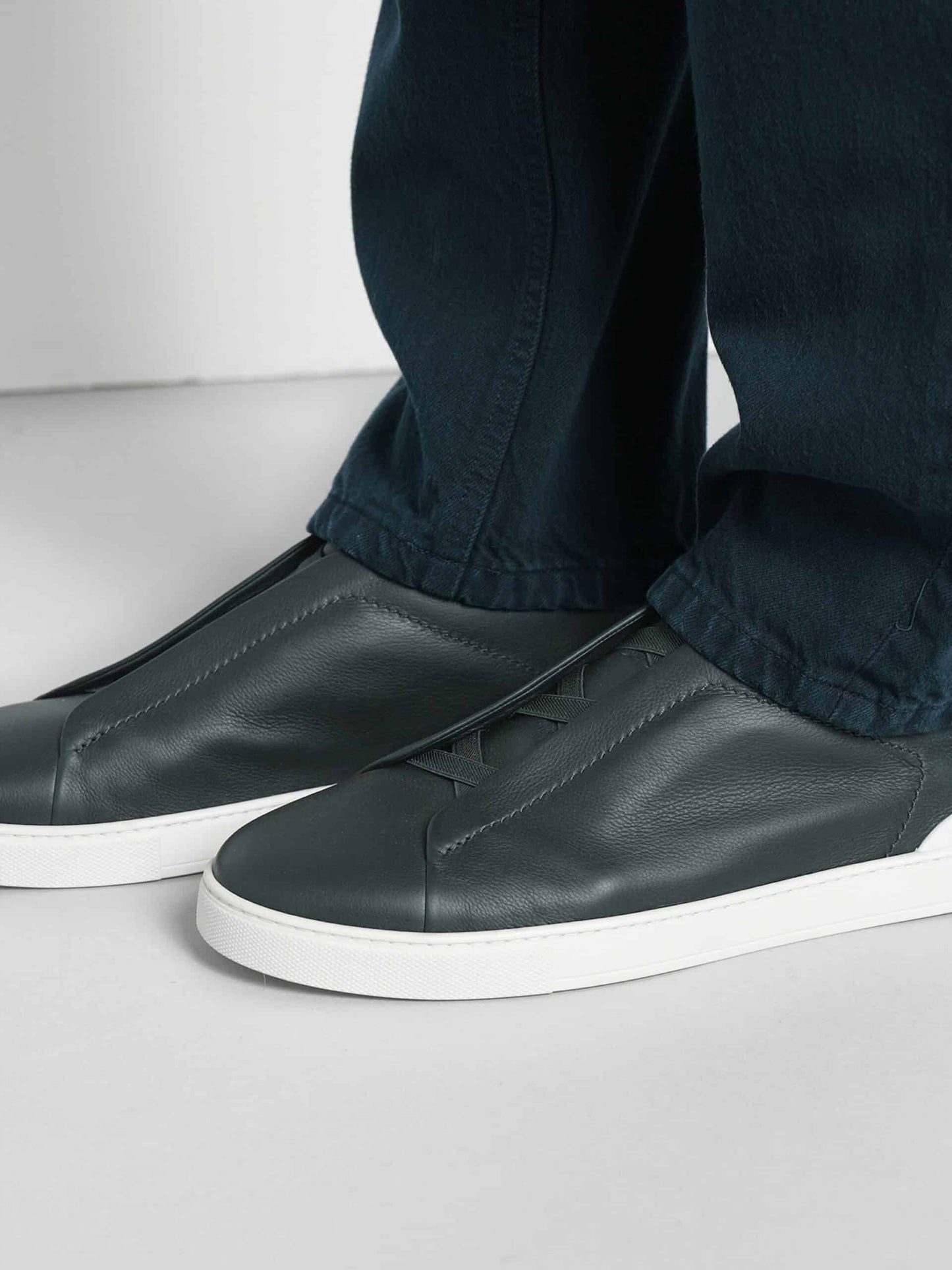 Zegna Dark Green Triple Stitch™ SECONDSKIN Sneakers