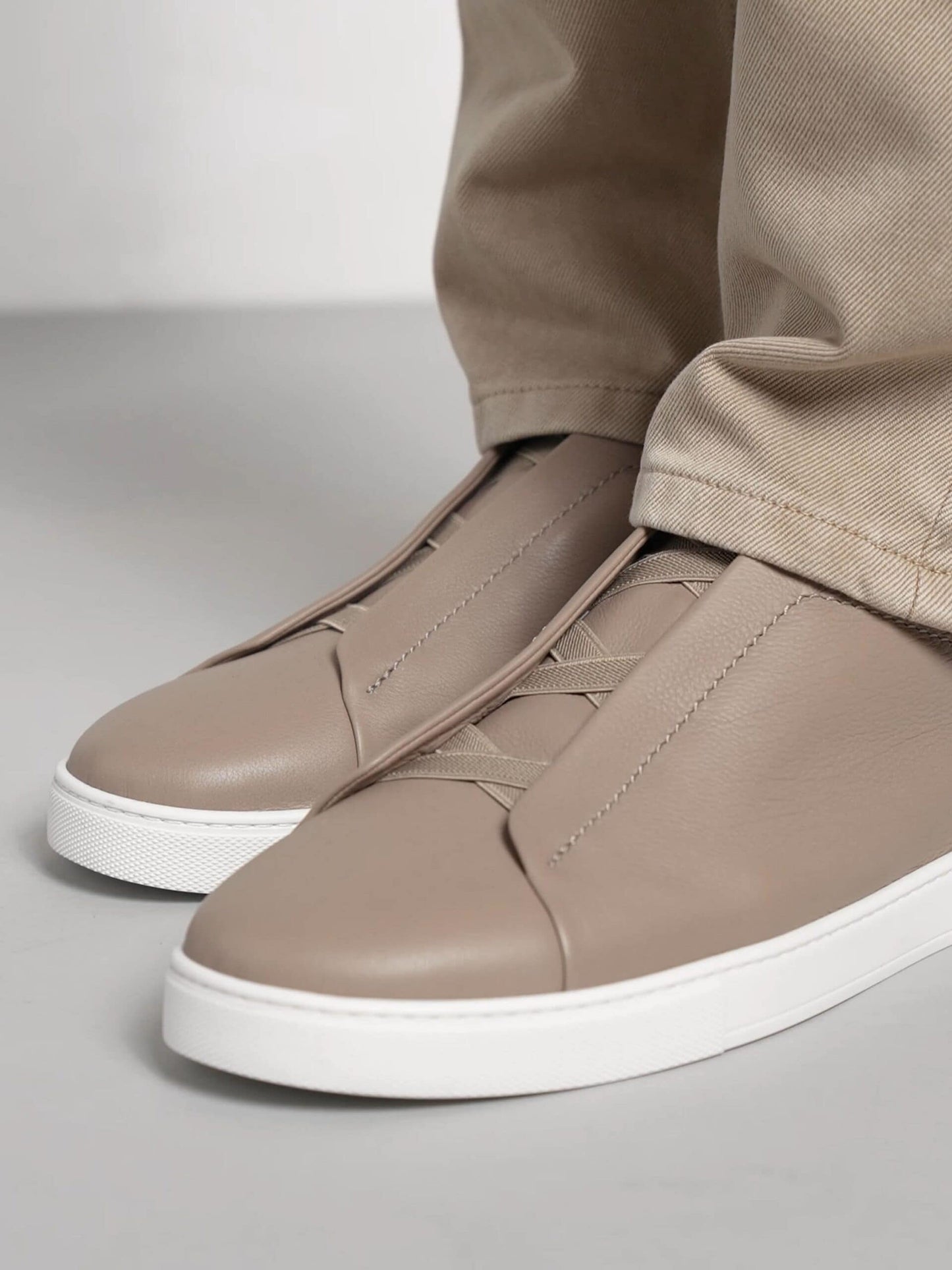 Zegna Light Taupe Triple Stitch™ SECONDSKIN Sneakers