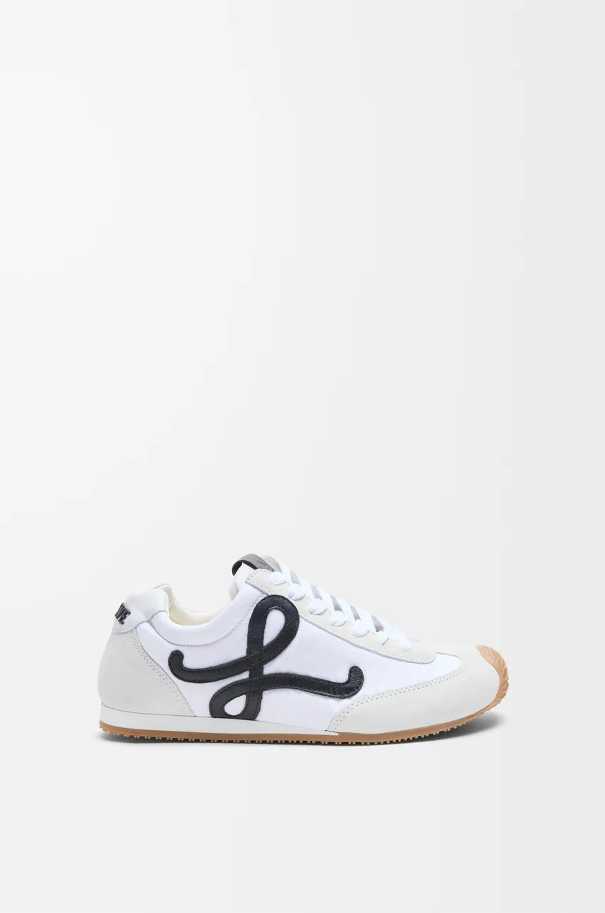 Ballet Runner 2.0 in Nylon And Calfskin White/Black