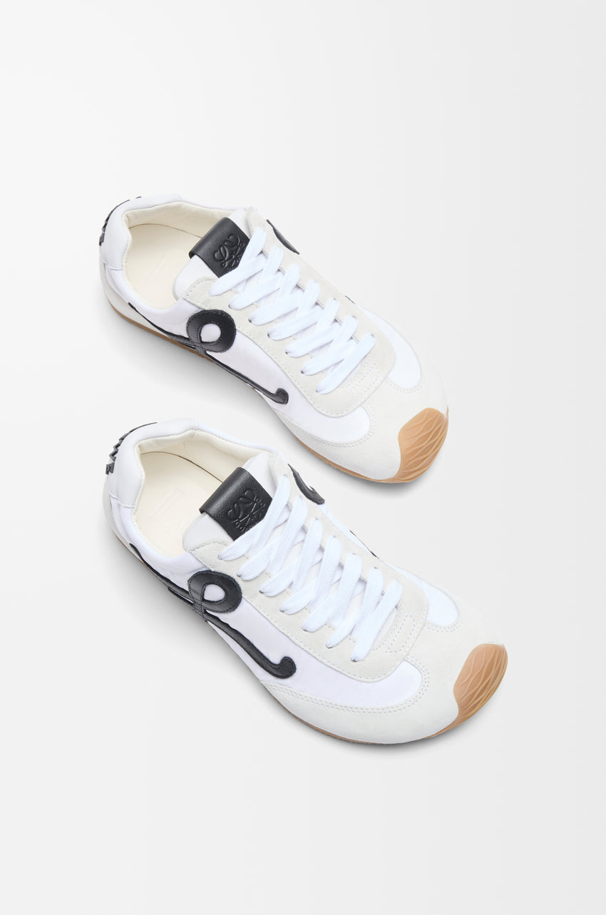Ballet Runner 2.0 in Nylon And Calfskin White/Black