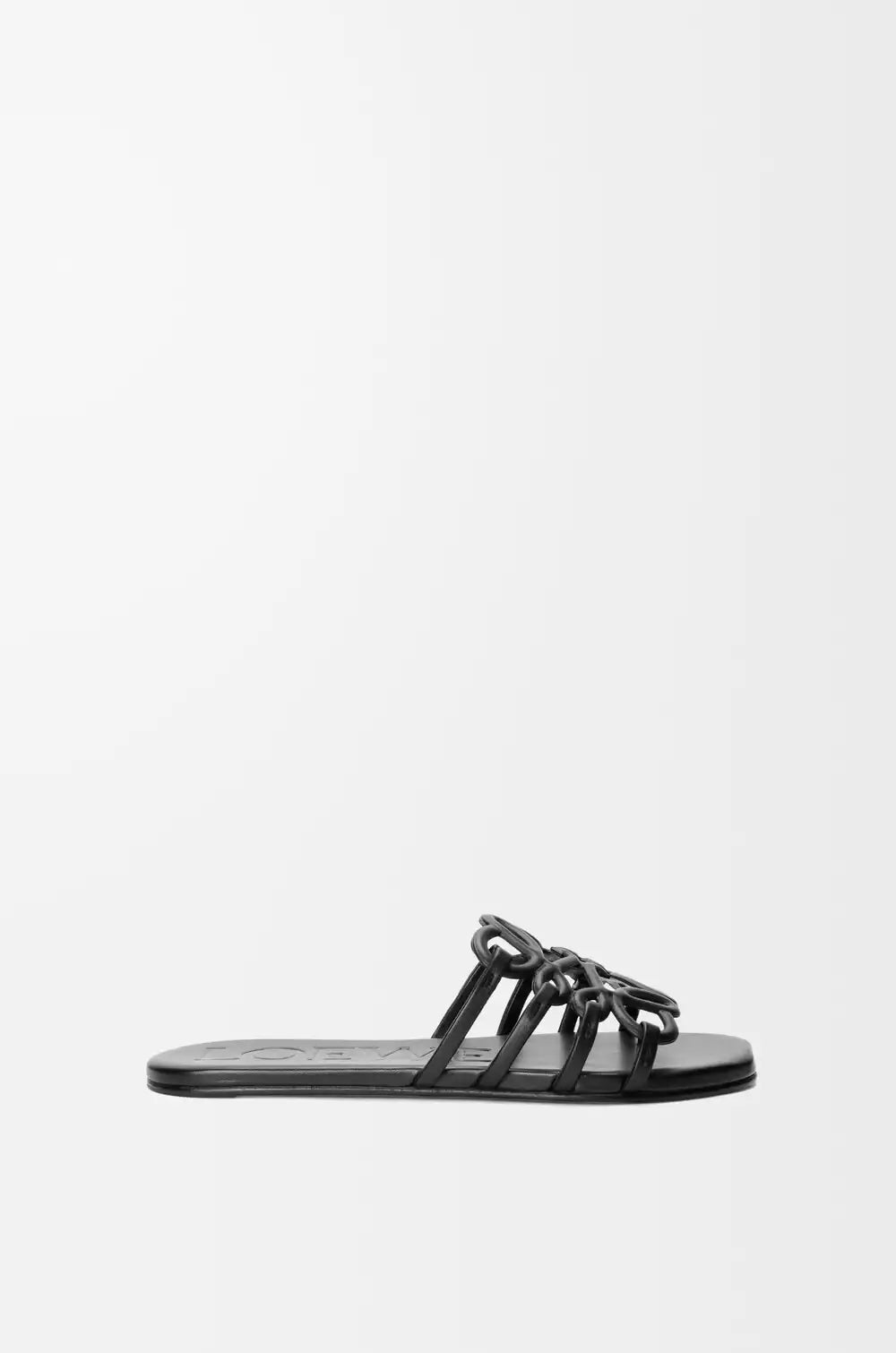 lOEWE Petal Anagram Slide In Soft Calfskin Black