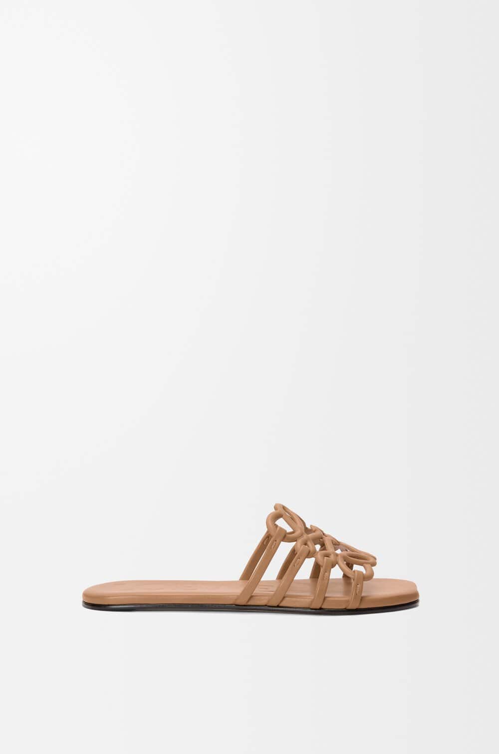 lOEWE Petal Anagram Slide In Soft Calfskin Camel