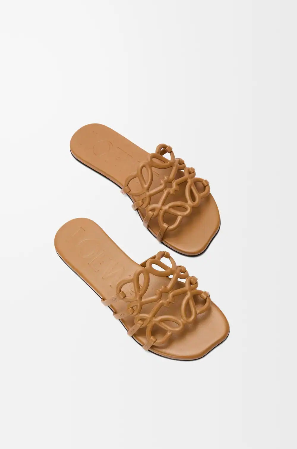 lOEWE Petal Anagram Slide In Soft Calfskin Camel