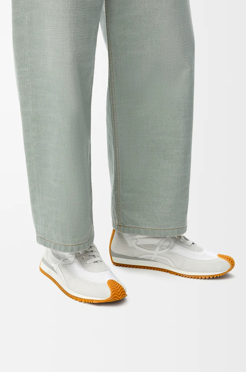 Flow Runner In Nylon And Suede White
