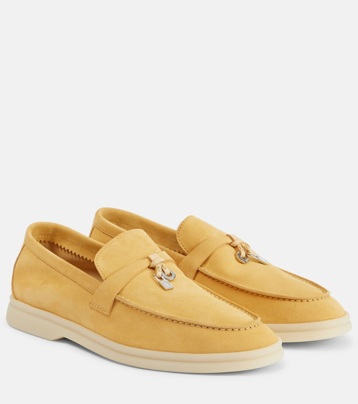 Loro Piana Summer Charms Walk Moccasins Suede Camel
