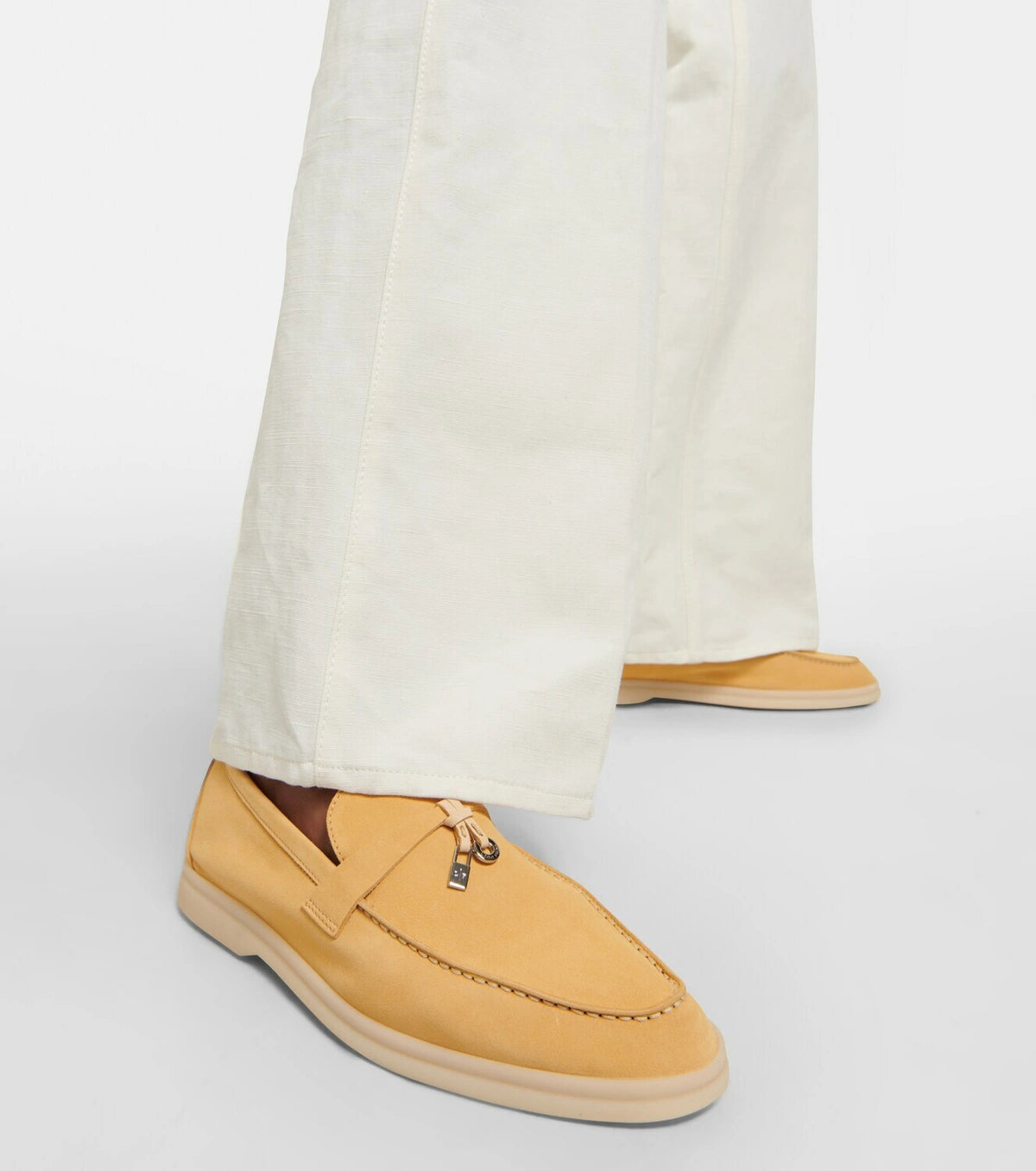 Loro Piana Summer Charms Walk Moccasins Suede Camel