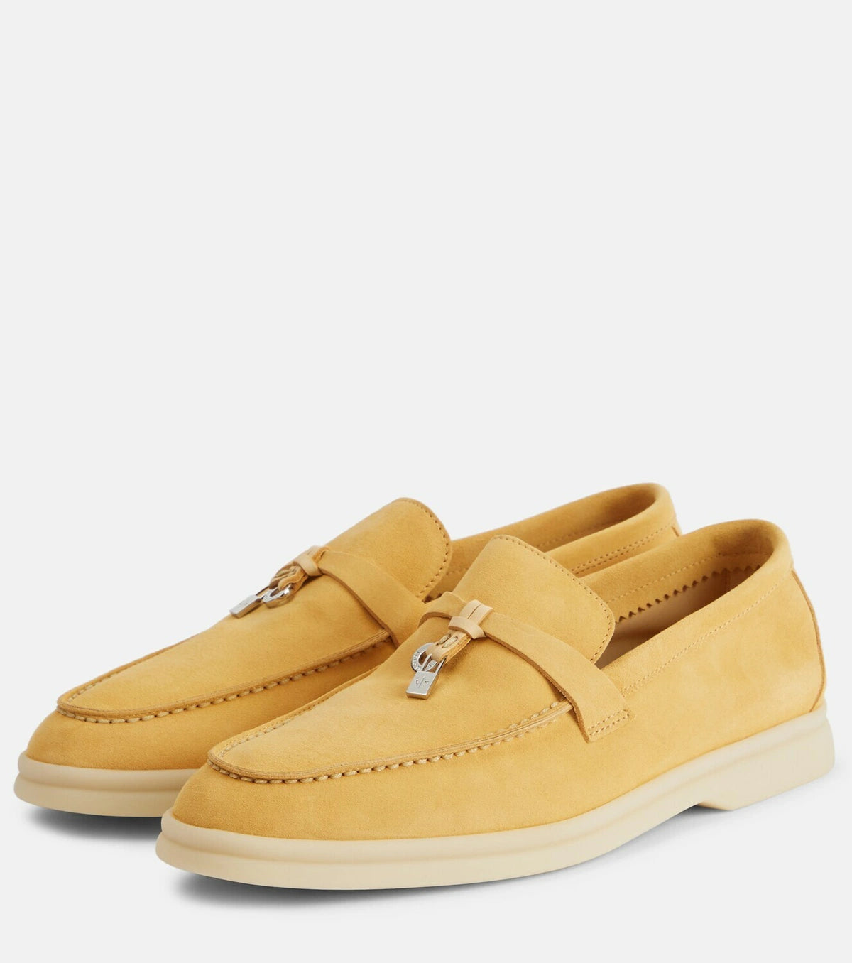 Loro Piana Summer Charms Walk Moccasins Suede Camel