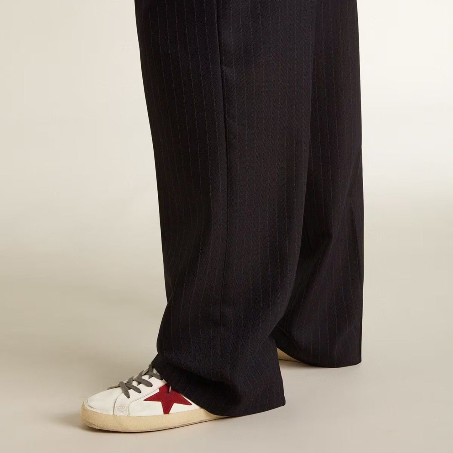 Golden Goose Super-Star with red suede star and green leather heel tab