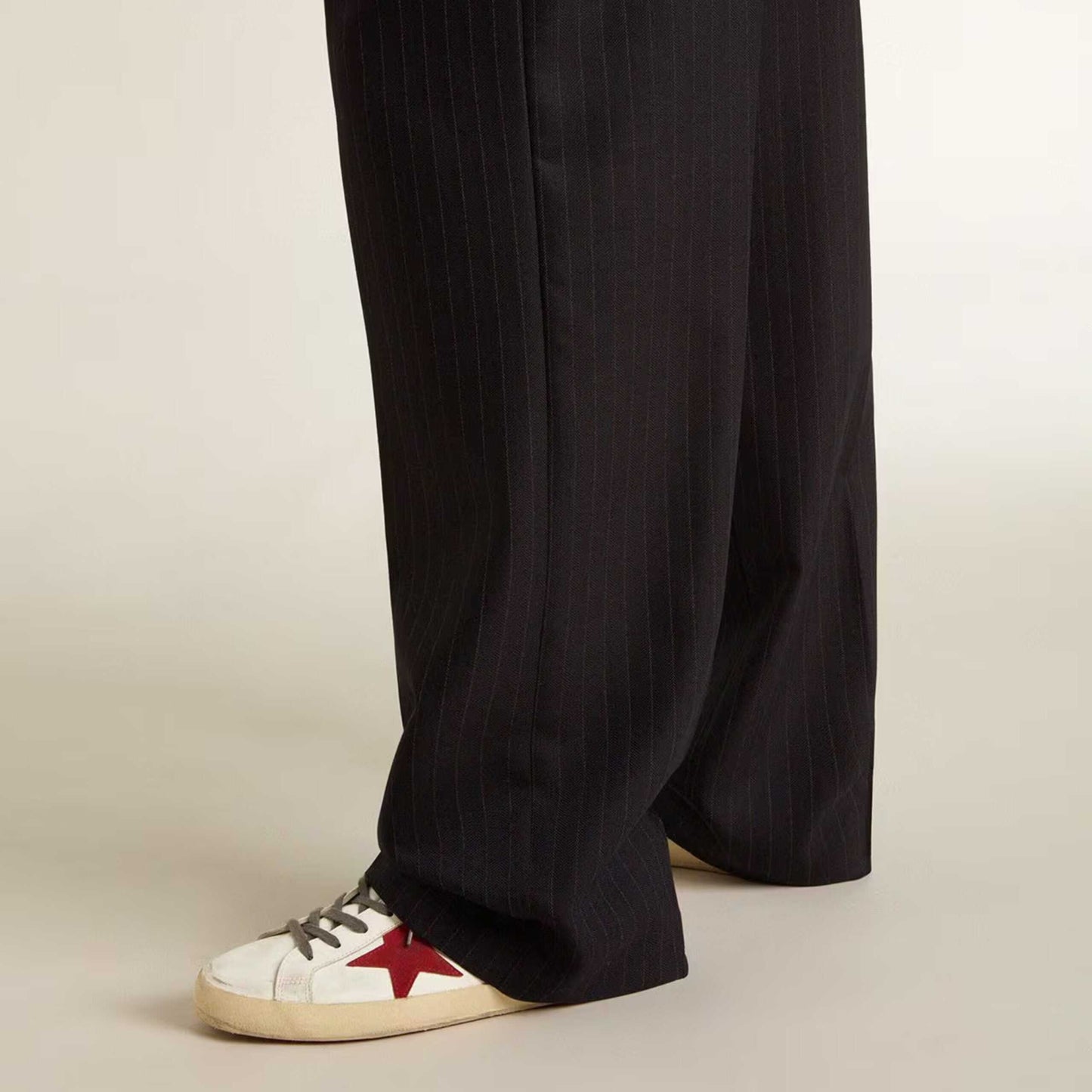 Golden Goose Super-Star with red suede star and green leather heel tab