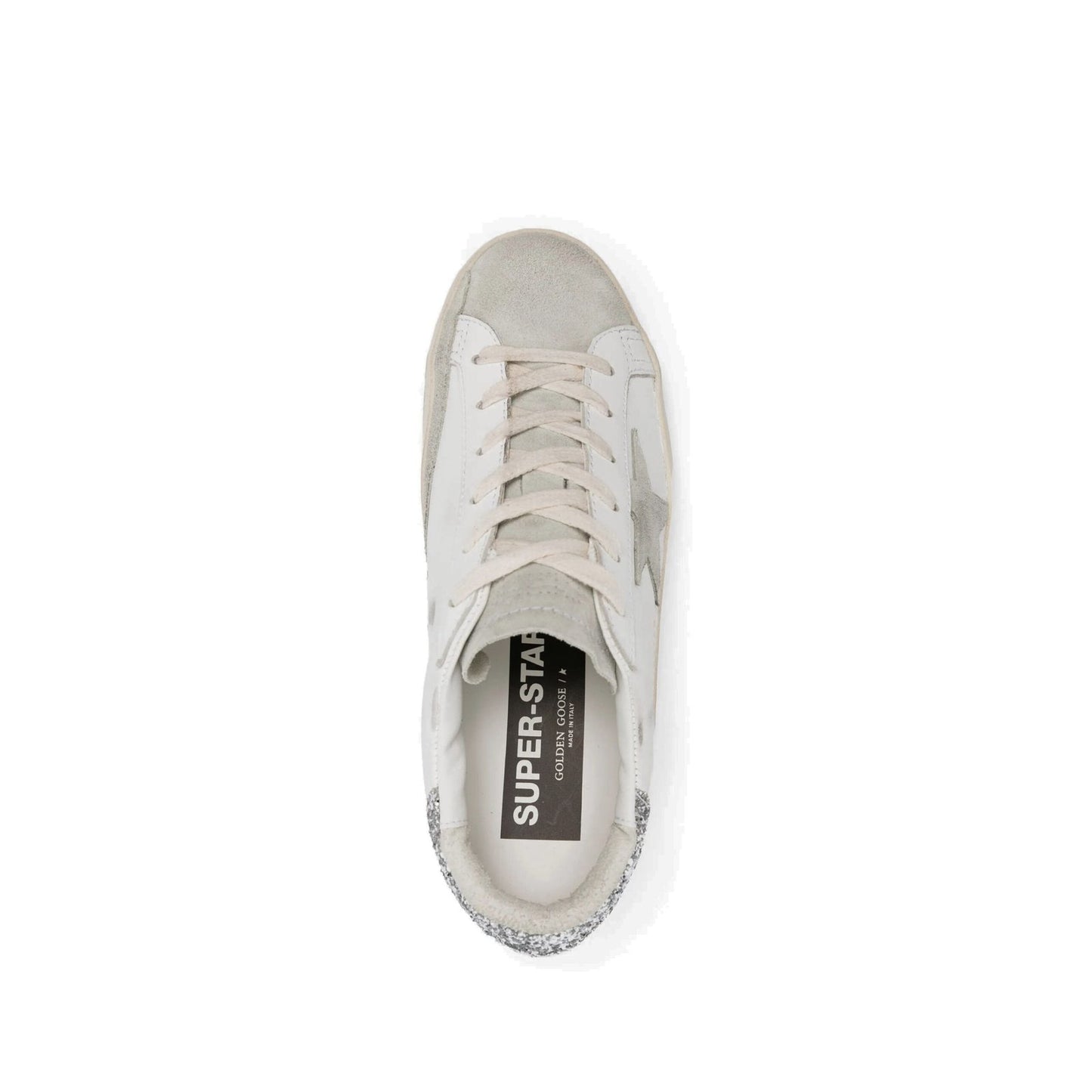 Golden Goose Super-Star White Dark Grey Glitter