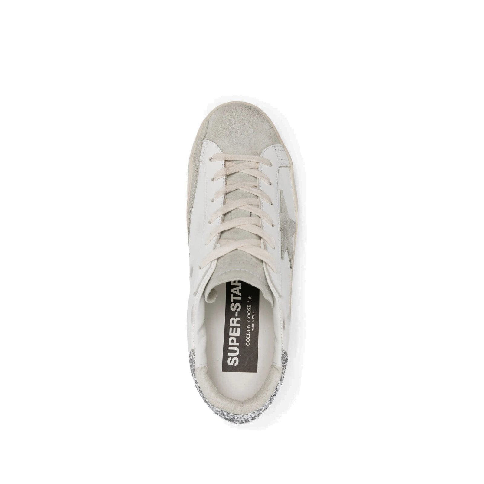 Golden Goose Super-Star White Dark Grey Glitter