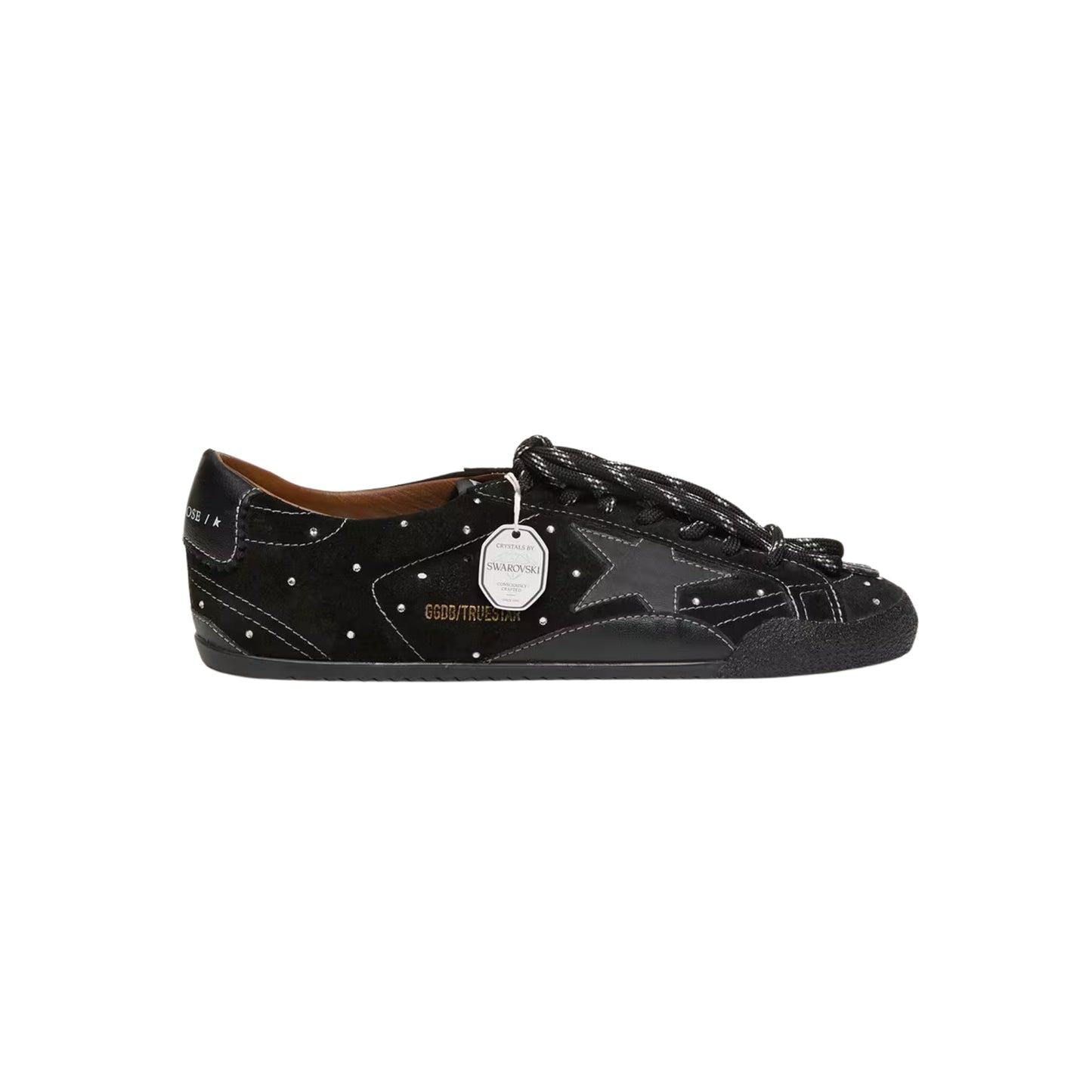 Golden Goose True-Star in black suede with Swarovski crystals and black leather star