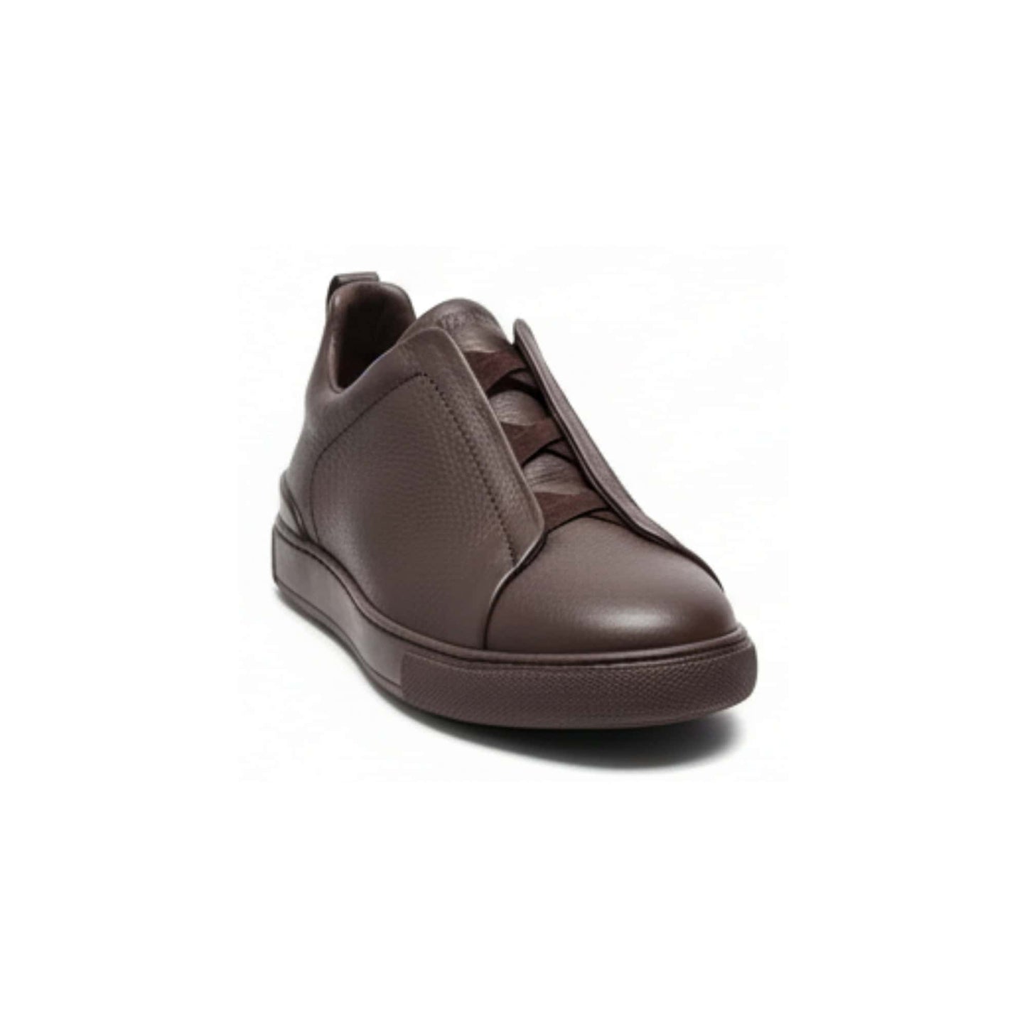 Zegna Suede Triple Stitch Sneakers Brown
