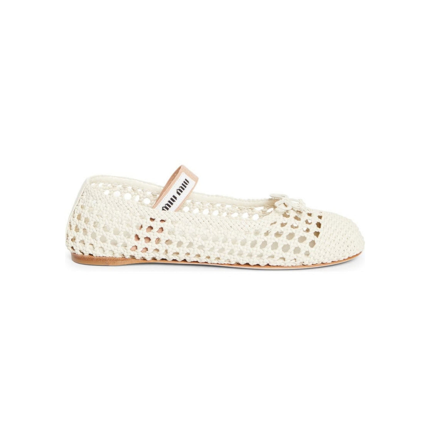 Miu Miu Mesh Fabric Ballerinas White