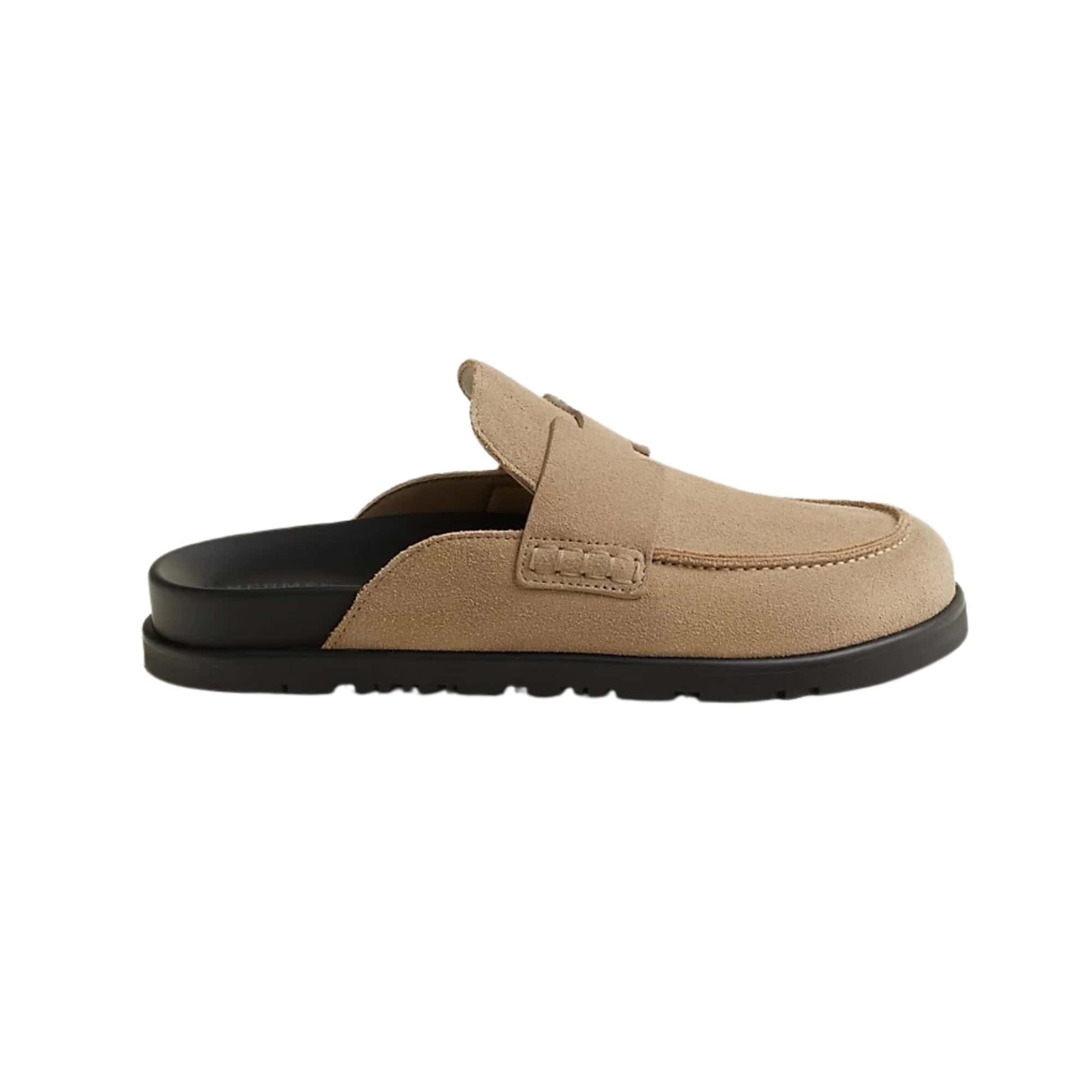 Hermès Go Mules In Beige Suede Slip-On