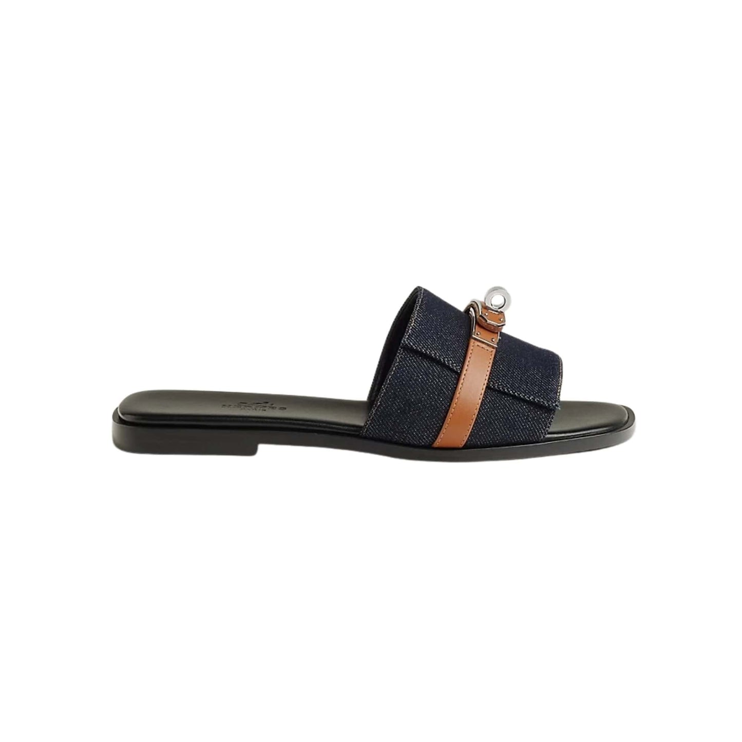Hermes Giulia Sandal Bleu Brut /Naturel