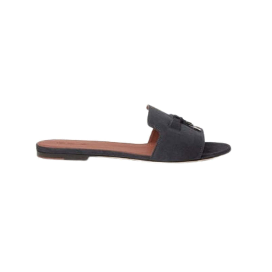 Loro Piana Summer Charms Sandal Suede Goatskin Blue Green