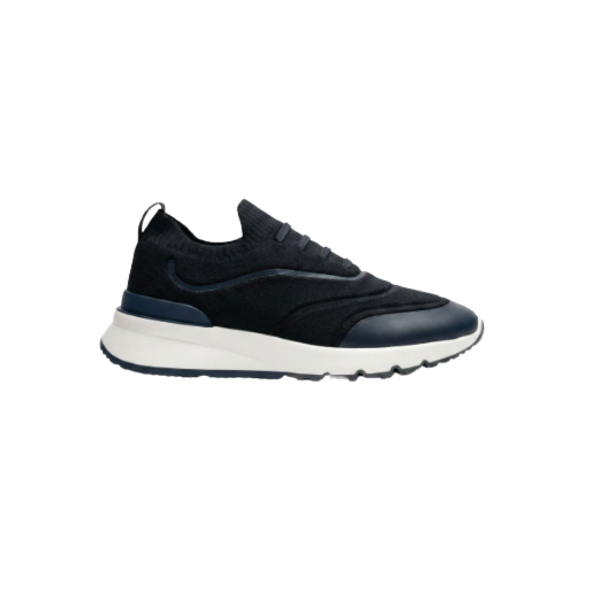 Brunello Cucinelli Techno Cotton Knit Runners With Heat-Bonded Details Navy