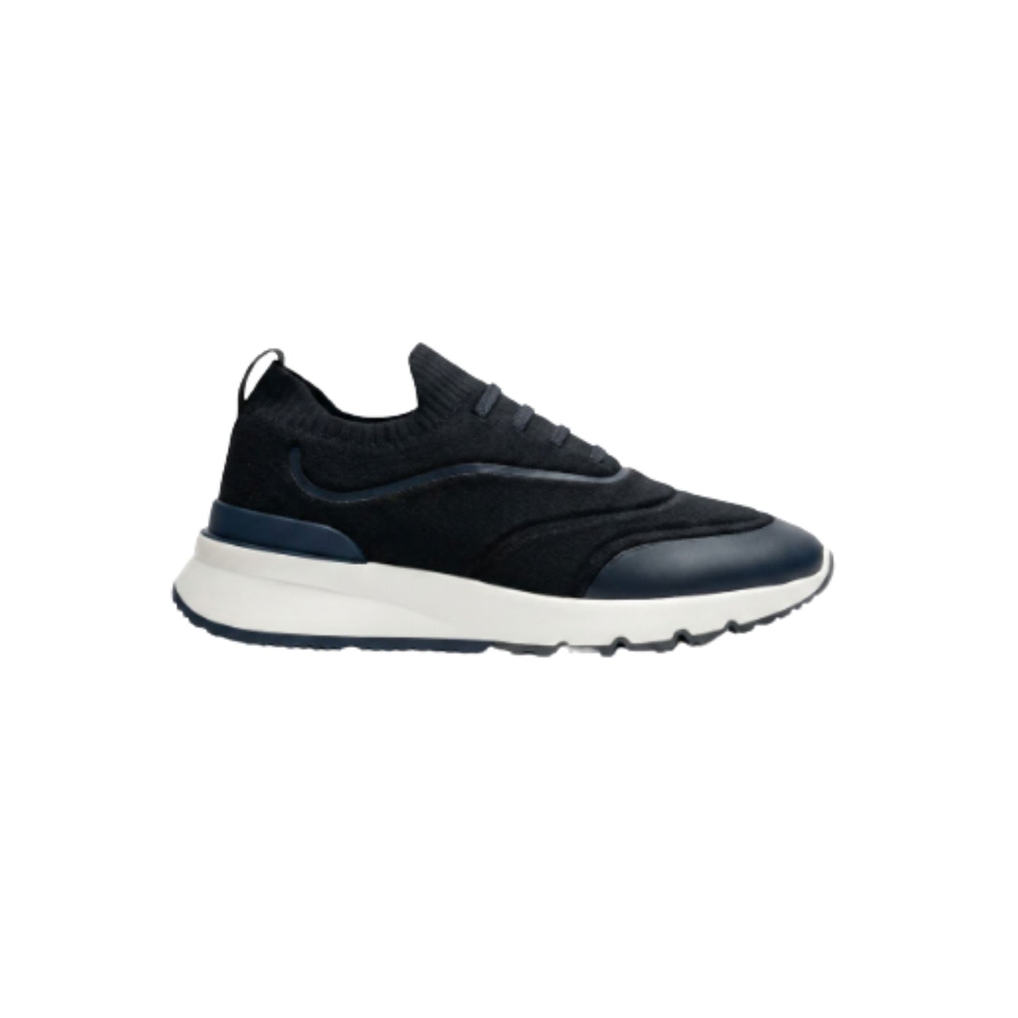 Brunello Cucinelli Techno Cotton Knit Runners With Heat-Bonded Details Navy