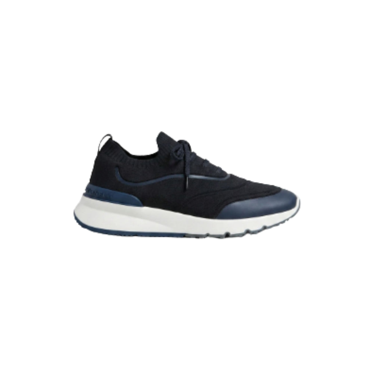 Brunello Cucinelli Techno Cotton Knit Runners With Heat-Bonded Details Navy