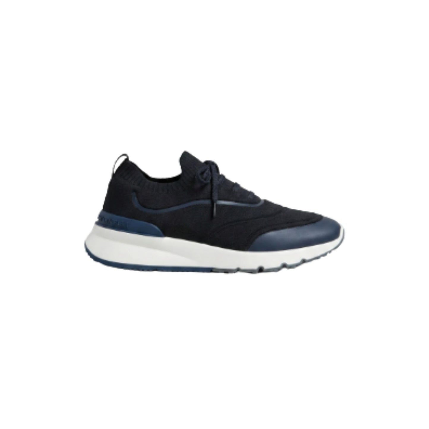 Brunello Cucinelli Techno Cotton Knit Runners With Heat-Bonded Details Navy