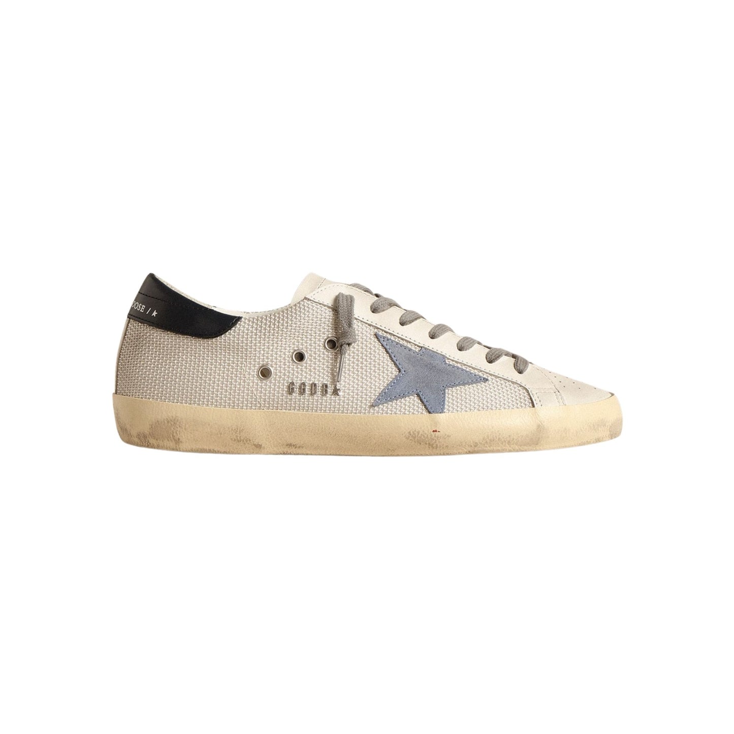 Super-Star in pale silver mesh with light blue suede star