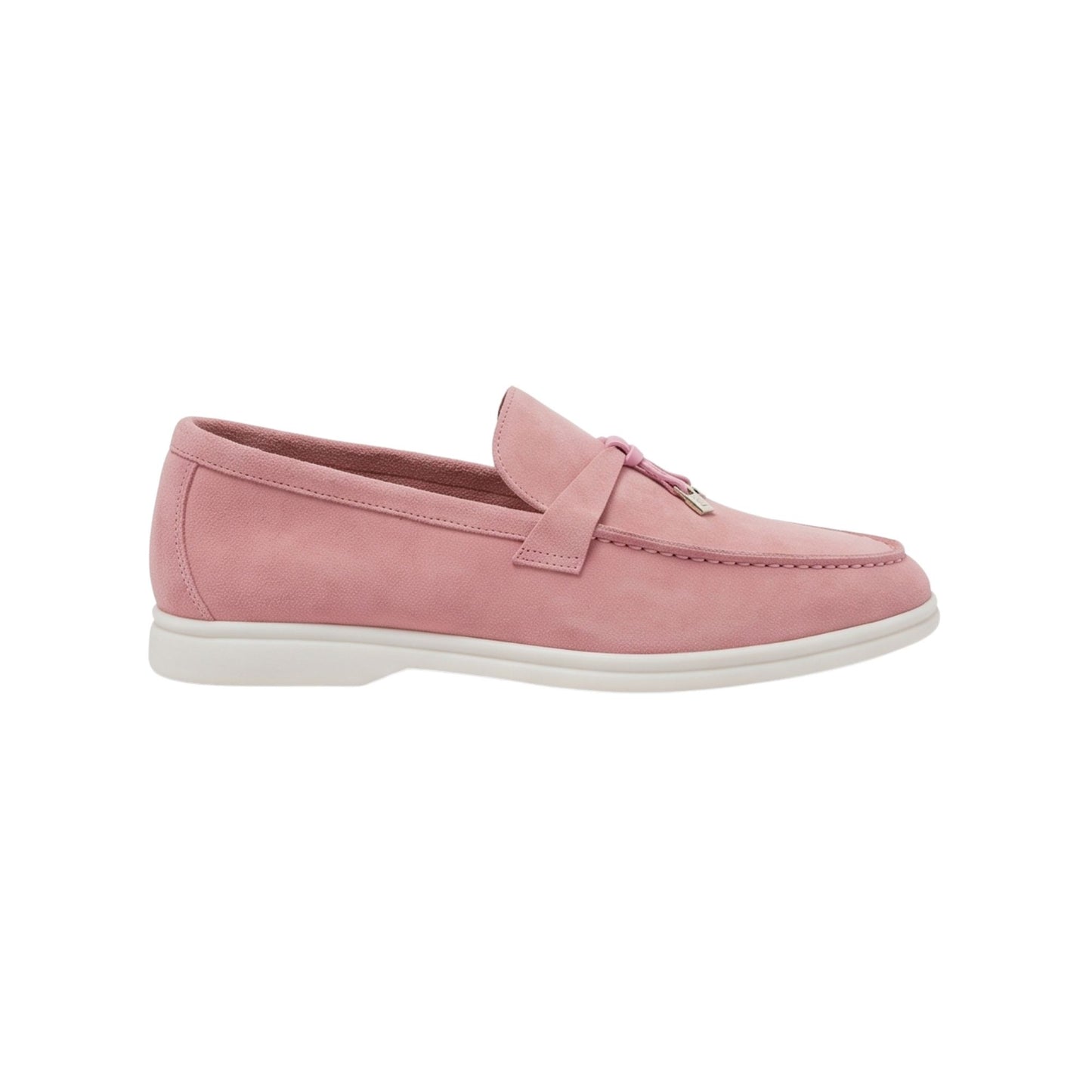 Loro Piana Summer Charms Walk Moccasins Suede Pink