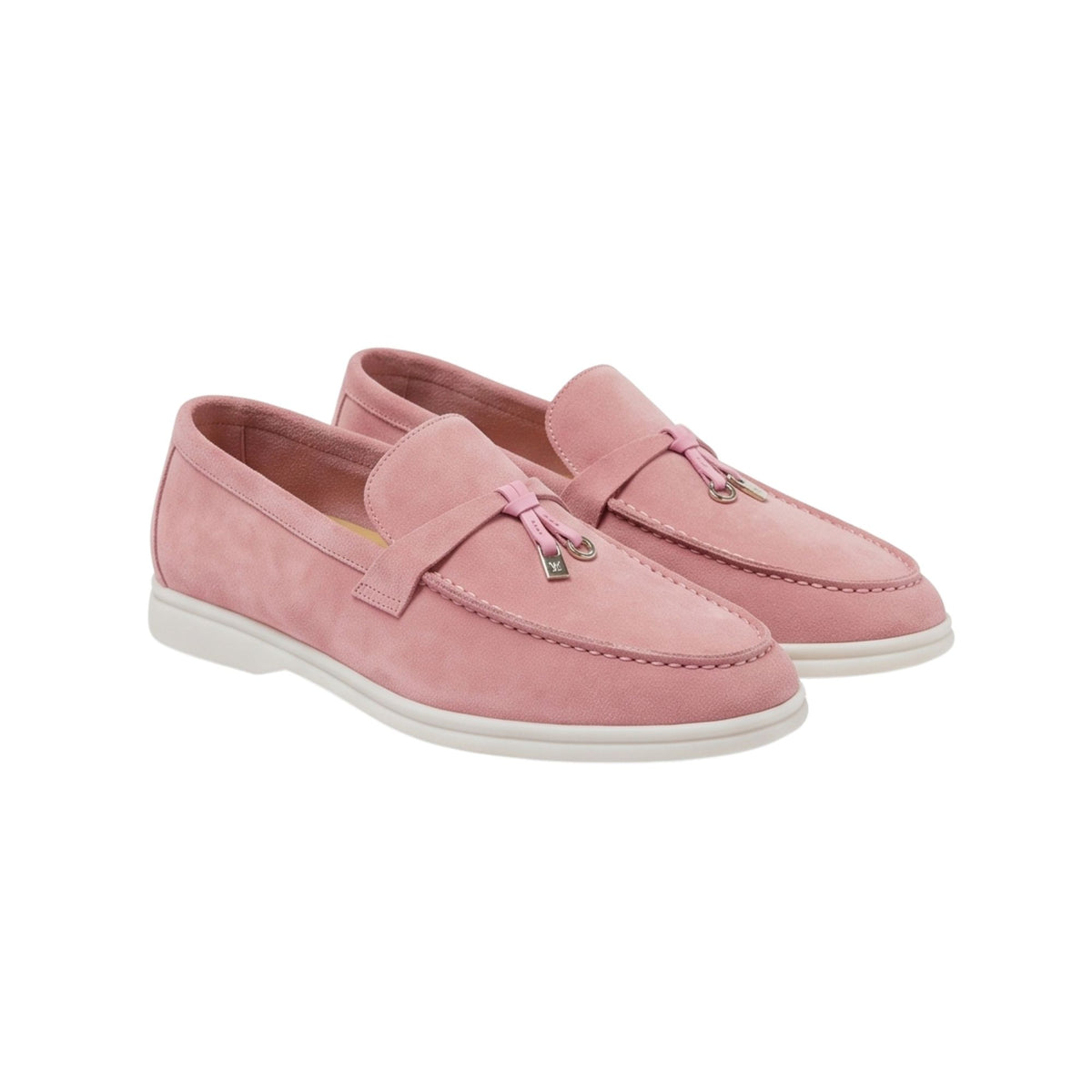 Loro Piana Summer Charms Walk Moccasins Suede Pink