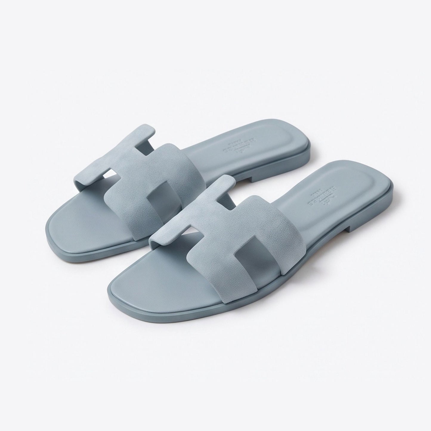 Hermes Oran Sandal Suede Baby Blue