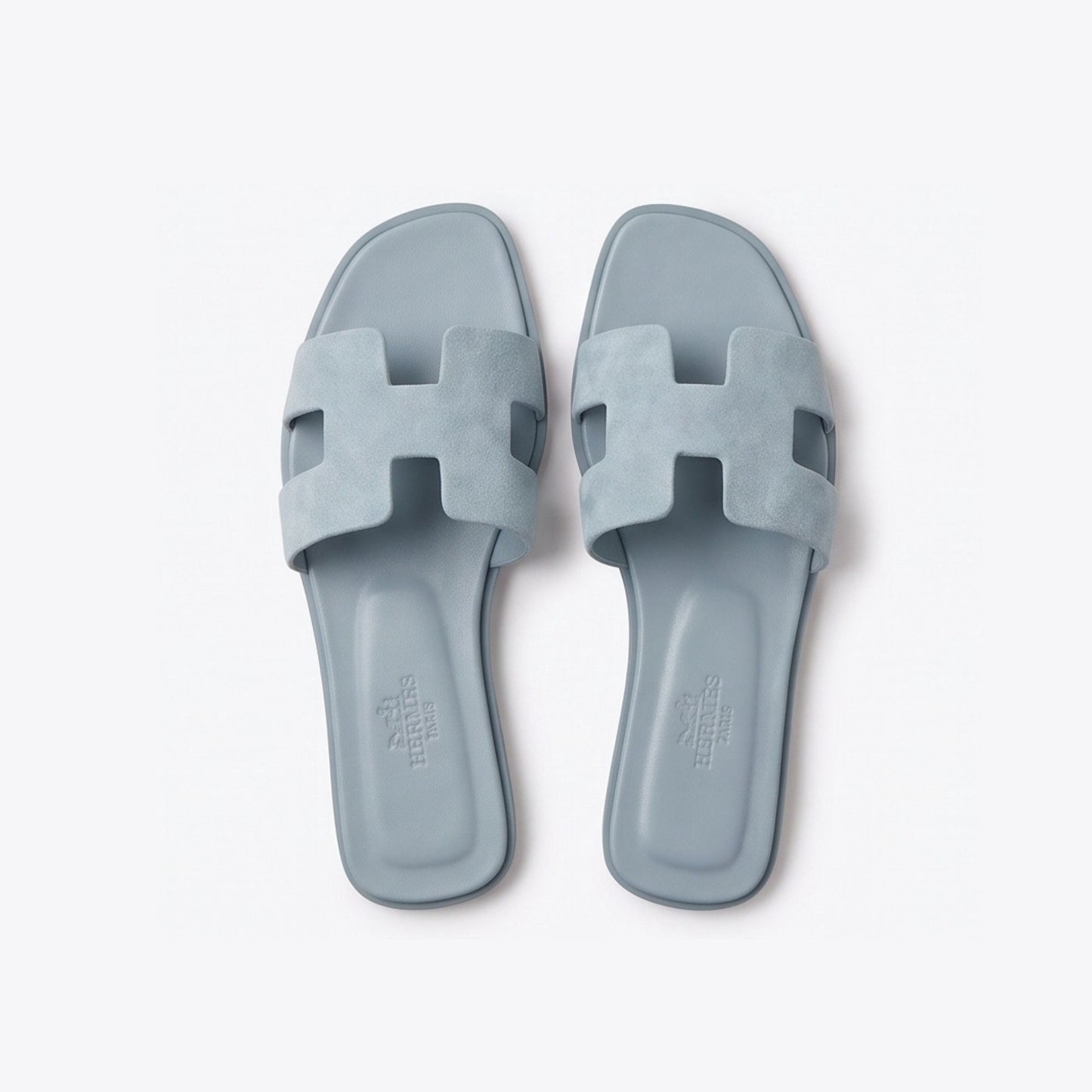 Hermes Oran Sandal Suede Baby Blue