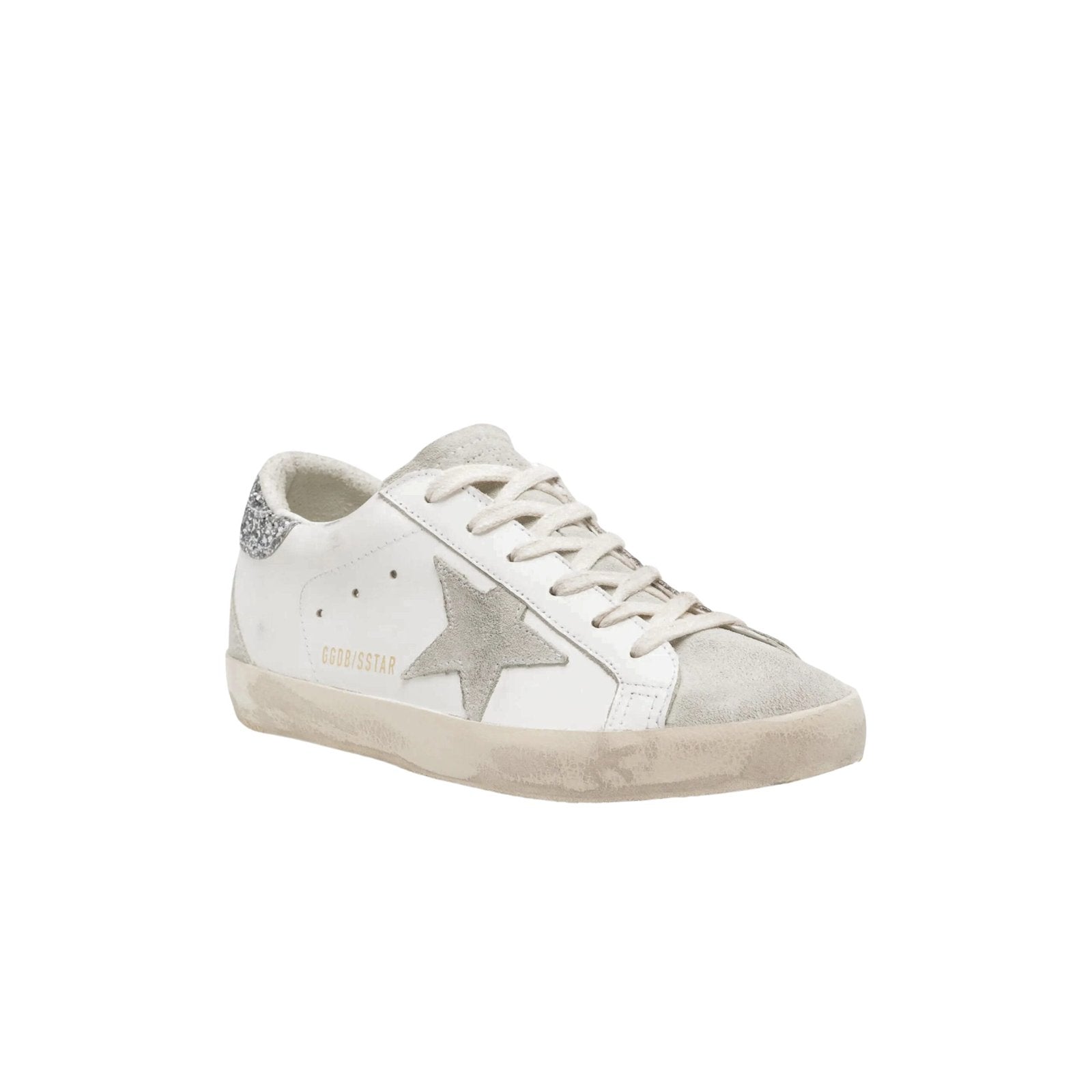 Golden Goose Super-Star White Dark Grey Glitter