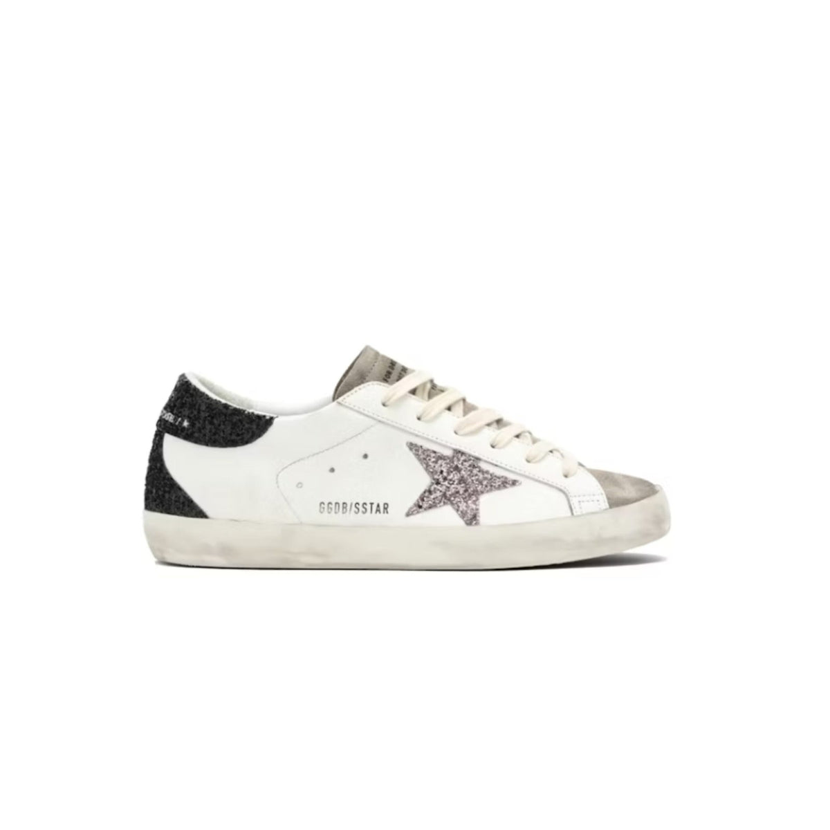 Golden Goose Super-Star White Black Cream Glitter
