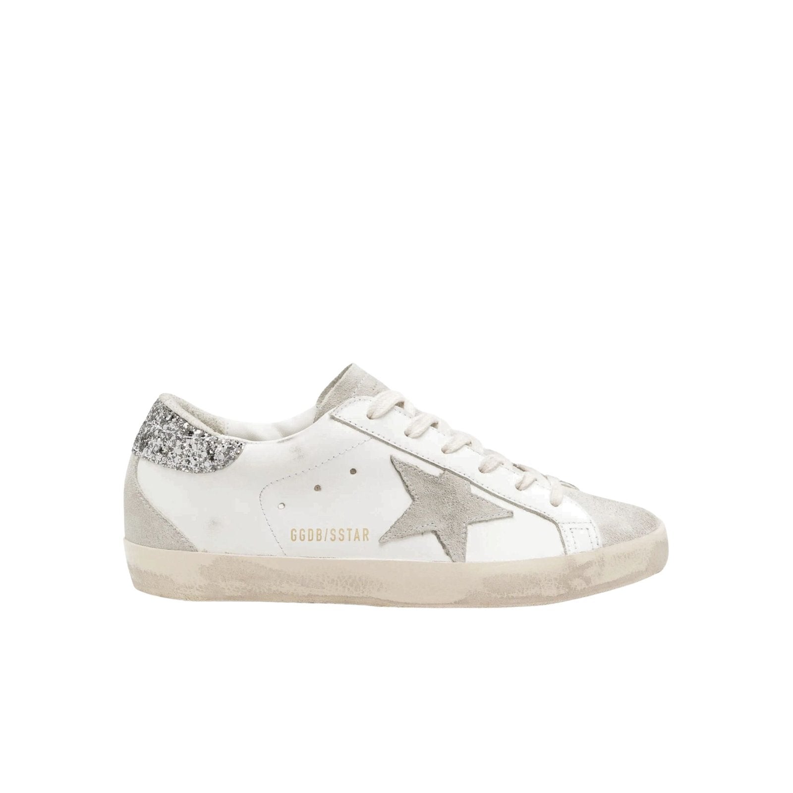 Golden Goose Super-Star White Dark Grey Glitter