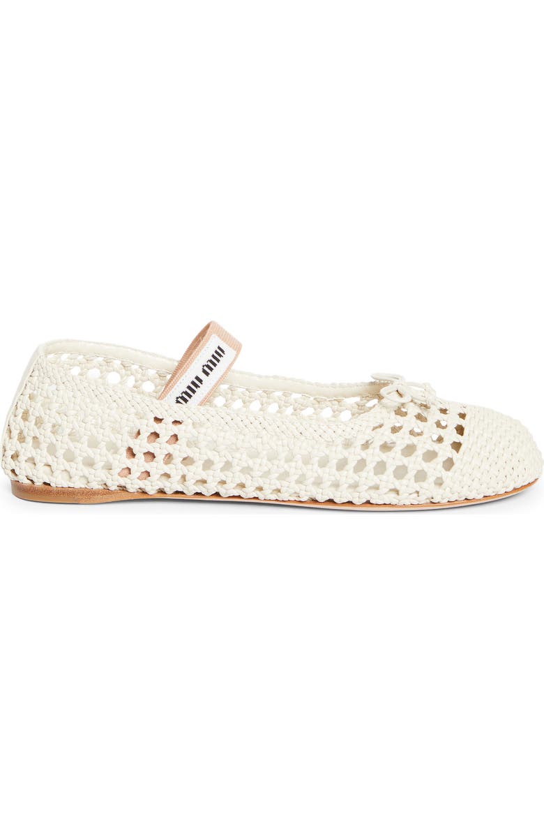 Miu Miu Mesh Fabric Ballerinas White