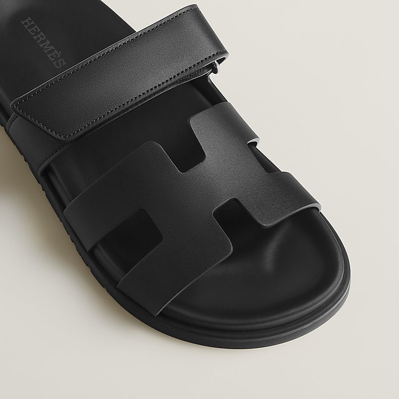 Hermes Chypre Sandal Noir Calfskin Leather