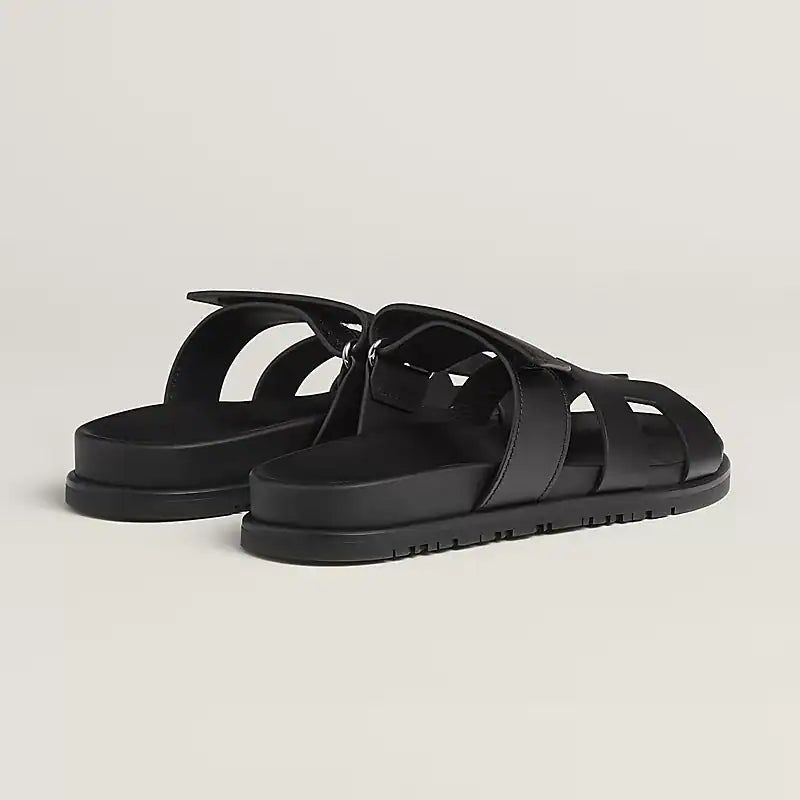 Hermes Chypre Sandal Noir Calfskin Leather