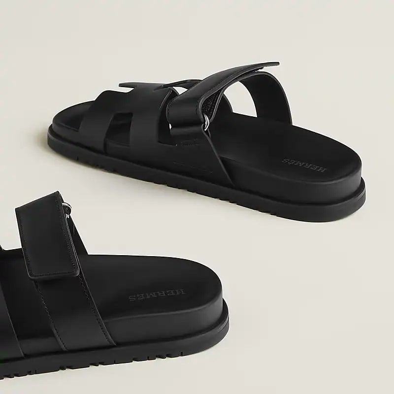 Hermes Chypre Sandal Noir Calfskin Leather