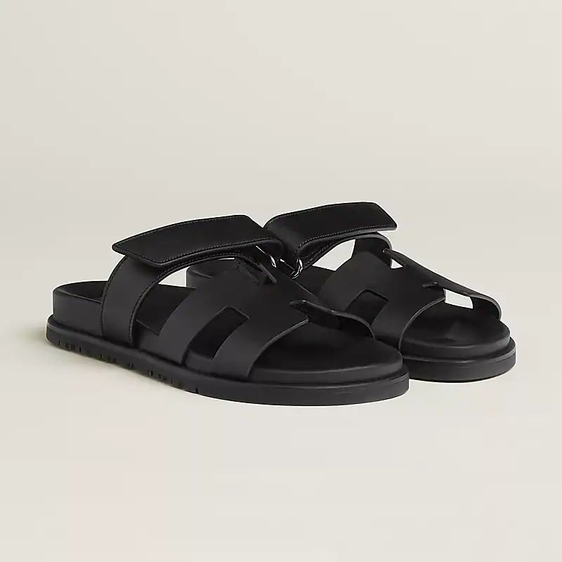 Hermes Chypre Sandal Noir Calfskin Leather