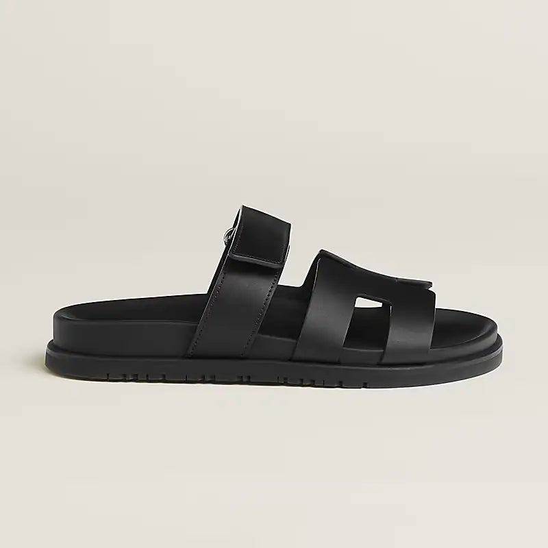 Hermes Chypre Sandal Noir Calfskin Leather