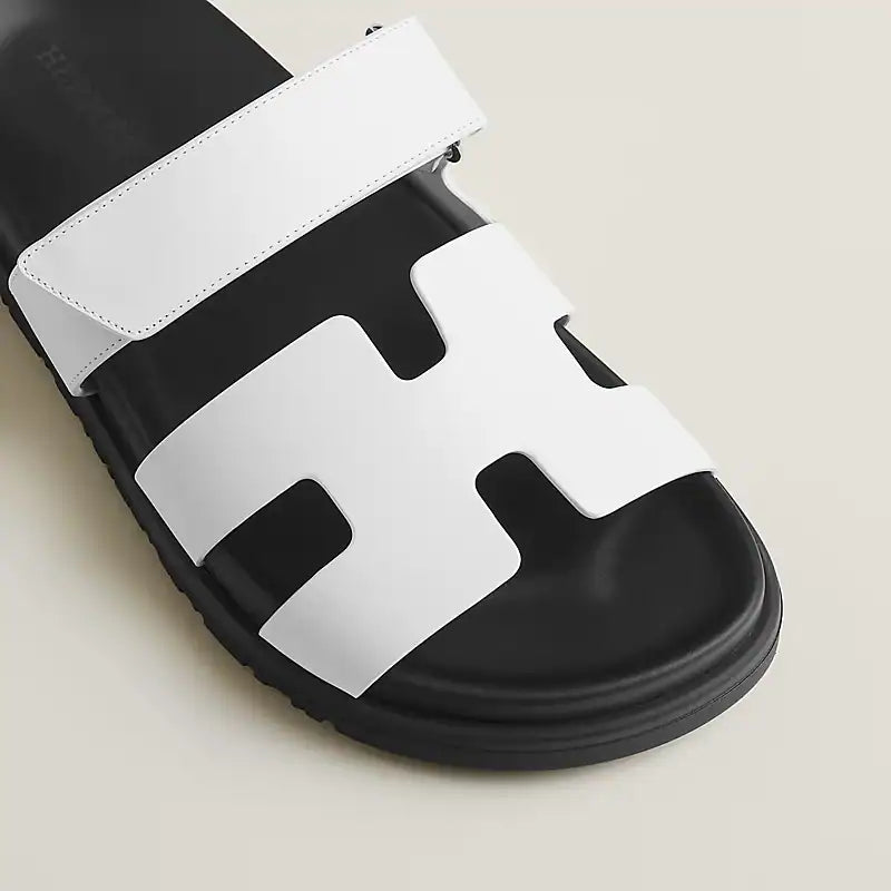 Hermes Chypre Sandal Blanc Epsom Leather