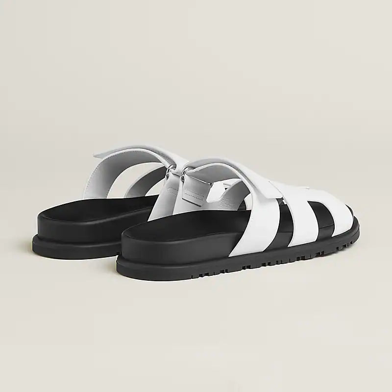 Hermes Chypre Sandal Blanc Epsom Leather