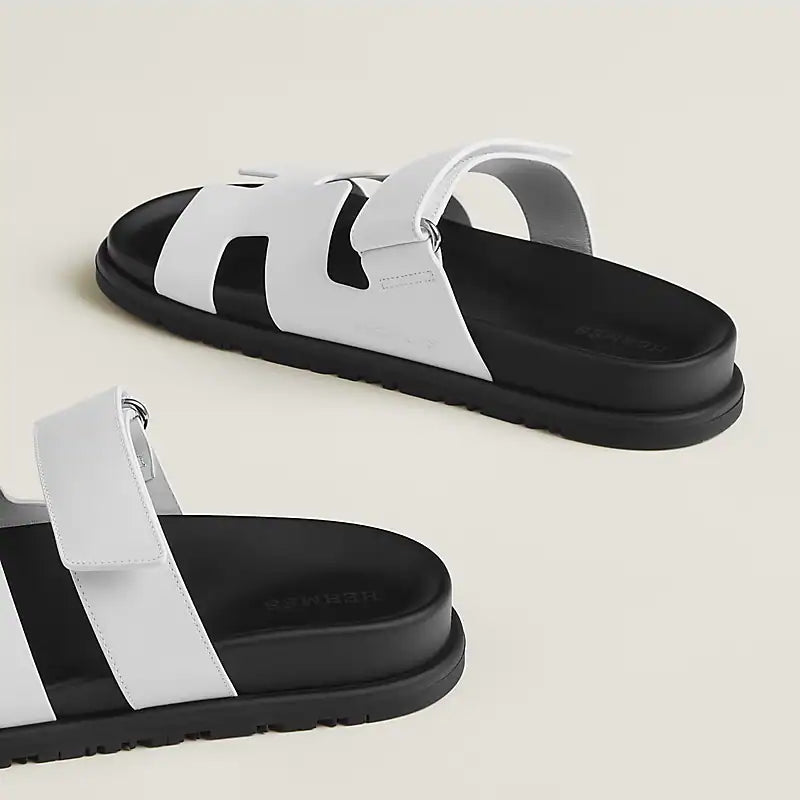 Hermes Chypre Sandal Blanc Epsom Leather