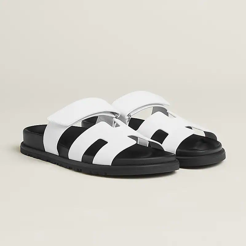 Hermes Chypre Sandal Blanc Epsom Leather