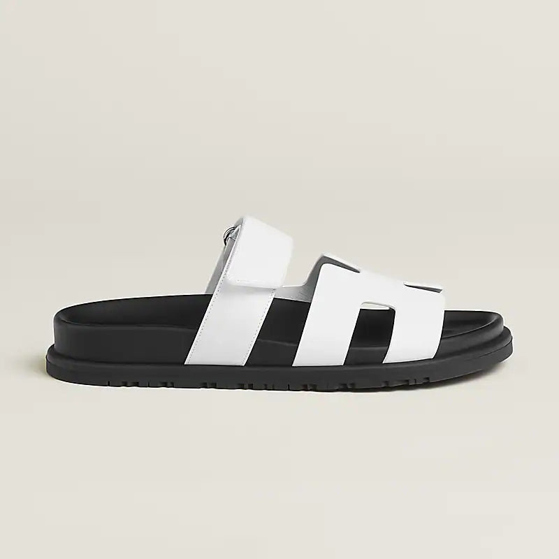 Hermes Chypre Sandal Blanc Epsom Leather