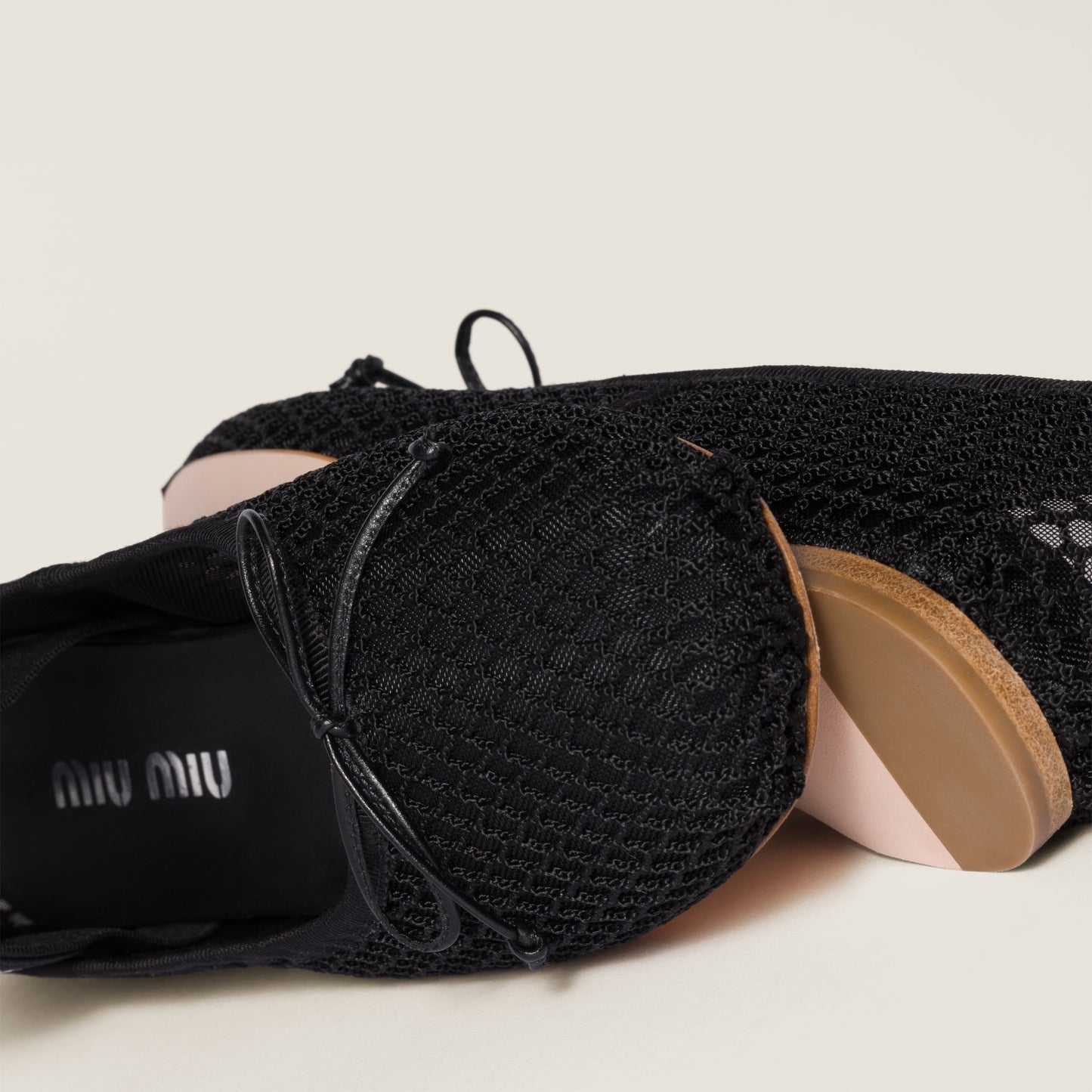 Miu Miu Mesh Fabric Ballerinas Black