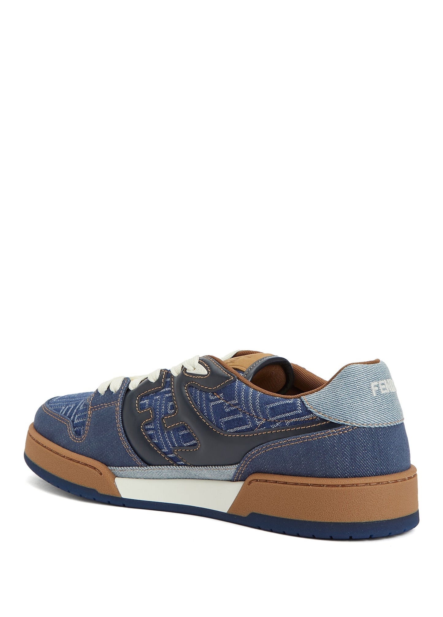 Fendi Match Sneakers Navy FF jacquard and white suede low-tops